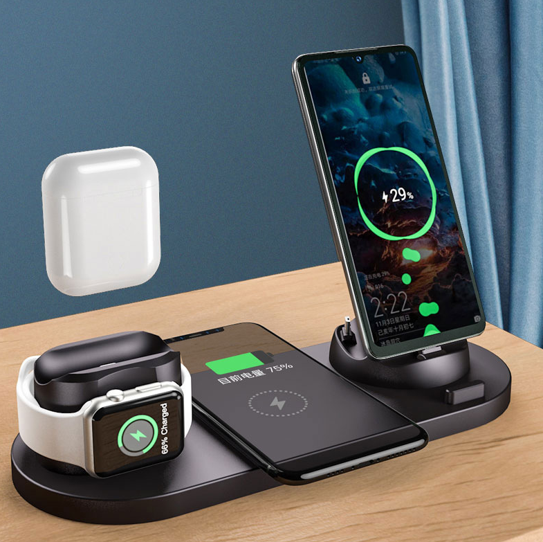 Chargeur Sans Fil 6-en-1 - iPhone, AirPods & Apple Watch