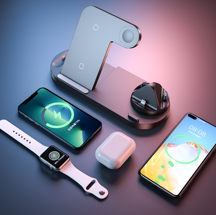 Chargeur Sans Fil 6 en 1 - iPhone, Airpods & Apple Watch