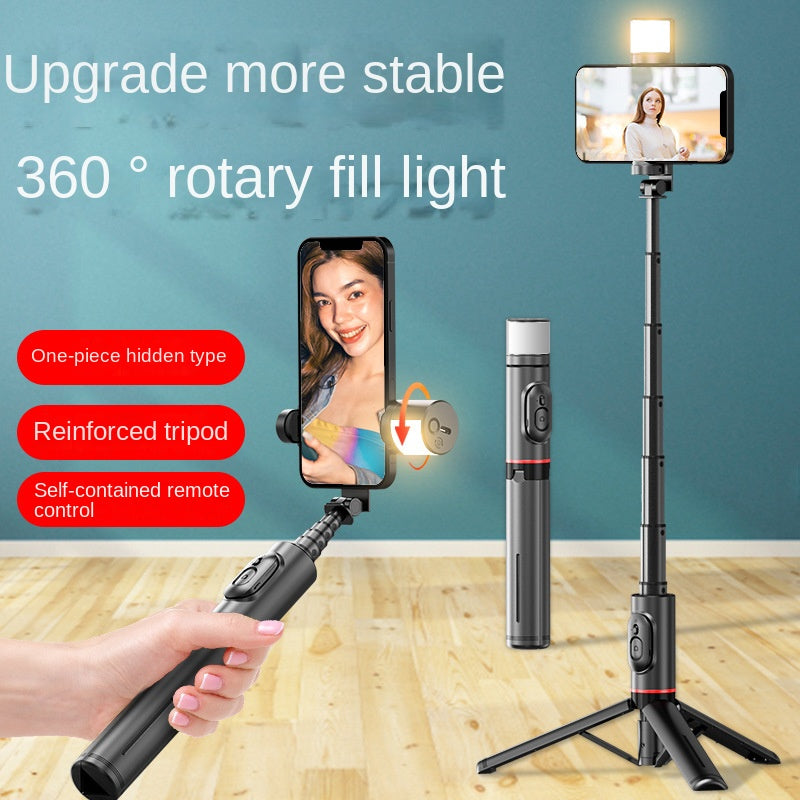 Perche à Selfie Bluetooth 3 en 1 avec Trépied Caché et Lumière LED Rotative