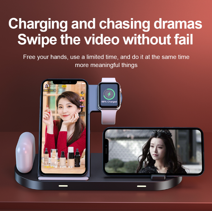 Chargeur Sans Fil 6 en 1 - iPhone, Airpods & Apple Watch