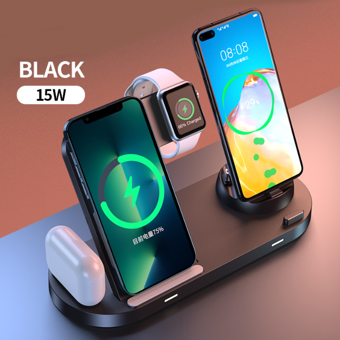 Chargeur Sans Fil 6 en 1 - iPhone, Airpods & Apple Watch