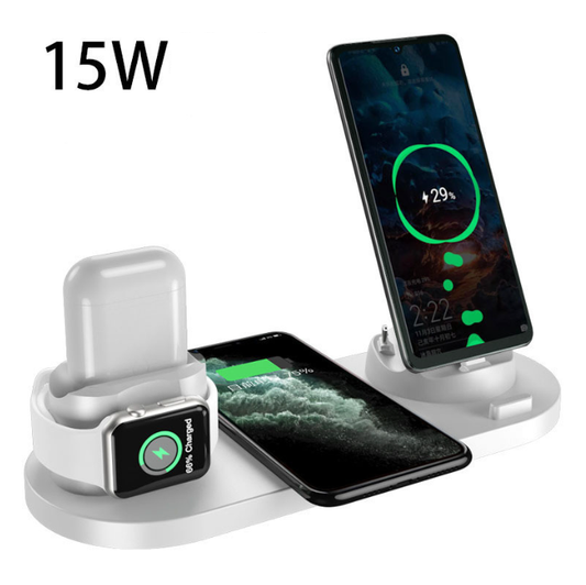Chargeur Sans Fil 6-en-1 - iPhone, AirPods & Apple Watch