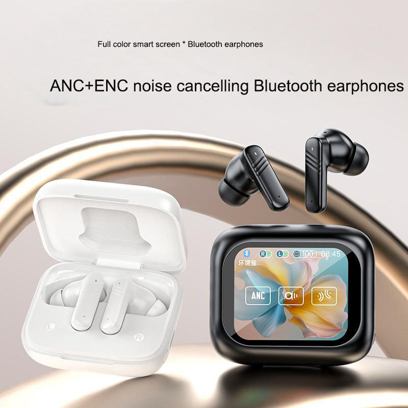 Full color touch screen ANC+ENC dual noise reduction Bluetooth earphones in ear multifunctional new wireless earphones