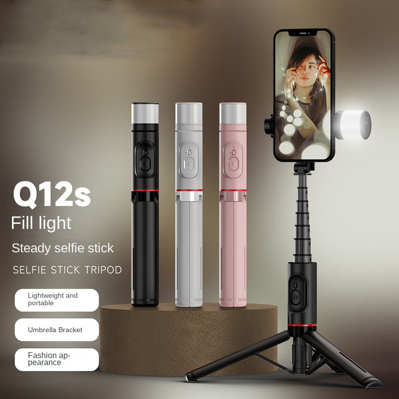Perche à Selfie Bluetooth 3 en 1 avec Trépied Caché et Lumière LED Rotative