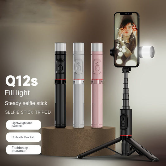 Perche à Selfie Bluetooth 3 en 1 avec Trépied Caché et Lumière LED Rotative