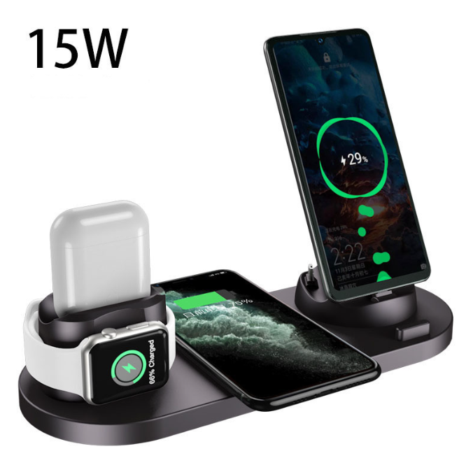Chargeur Sans Fil 6-en-1 - iPhone, AirPods & Apple Watch